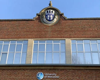 University of Worcester logo on a light blue background